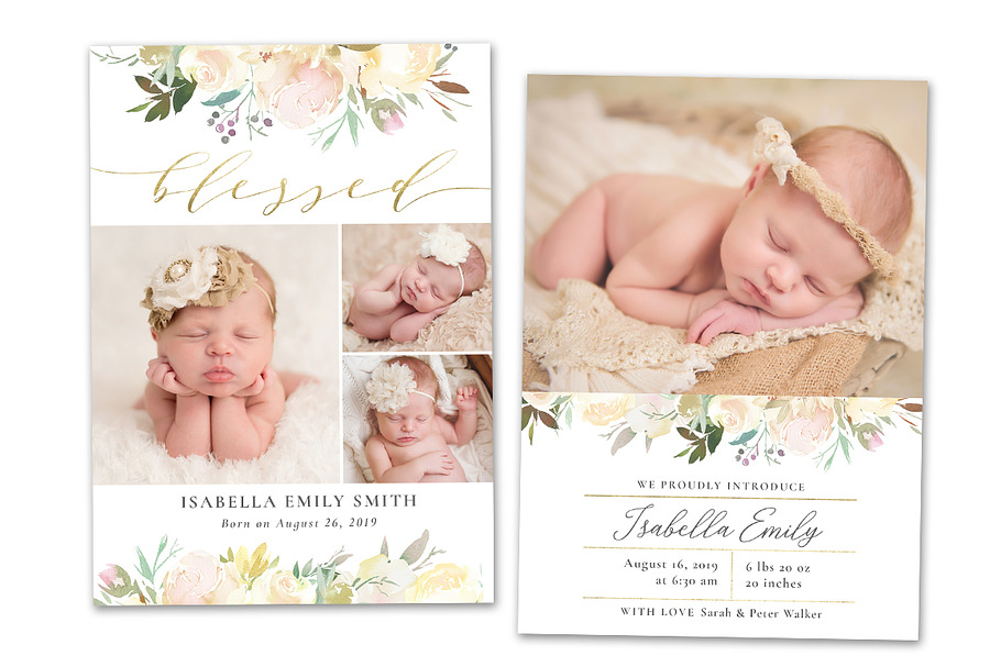Birth Announcement Card Template in Card Templates - product preview 8