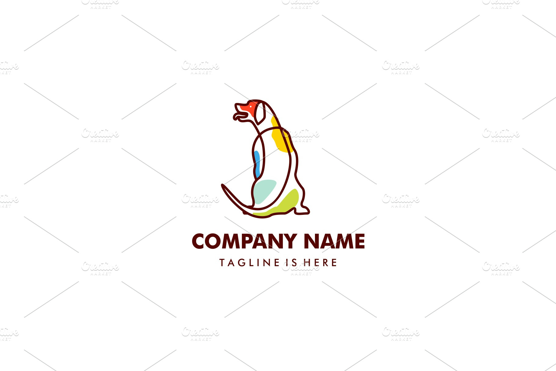 sitting dog outline monoline logo Creative Logo