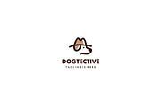 dog detective head using hat logo