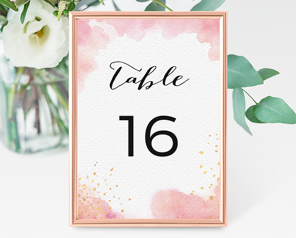 Peach Watercolor Gold Splashes in Wedding Templates - product preview 3
