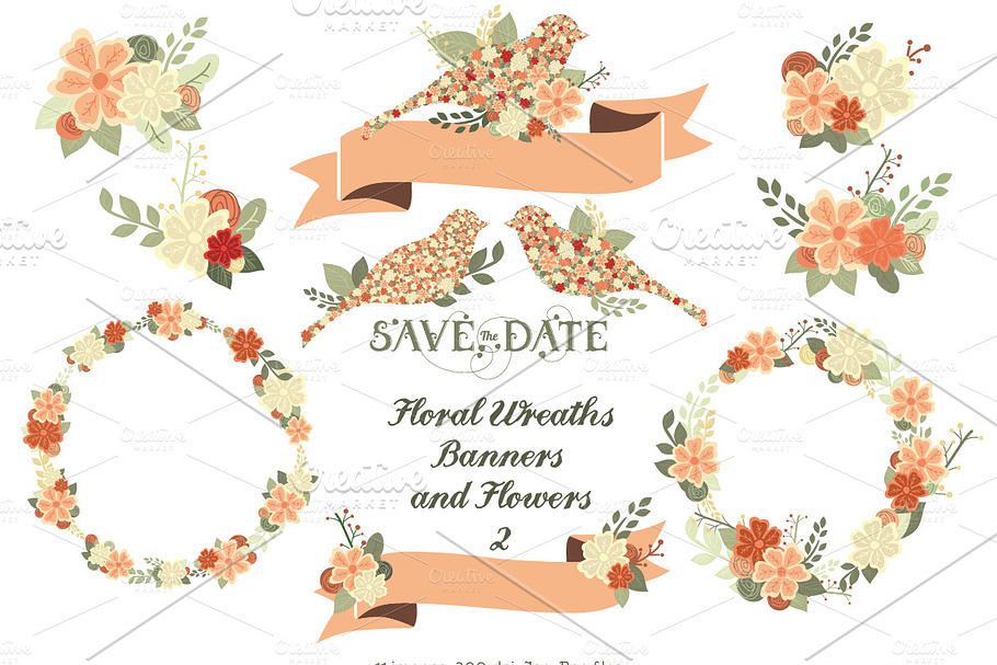 Floral Wreaths, Banners & Flowers 2