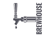 Beer tap logo of brewhouse on white 