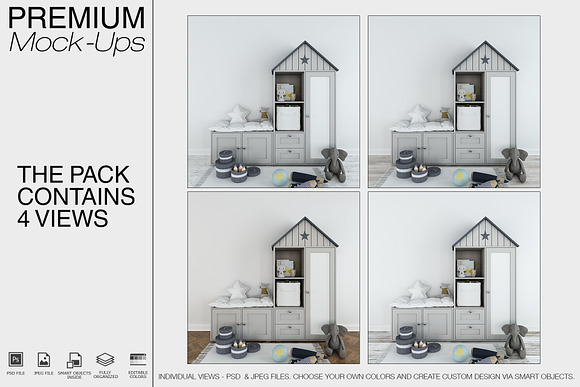 Kids Room - 90 Frames Wall & Rug Set in Product Mockups - product preview 1