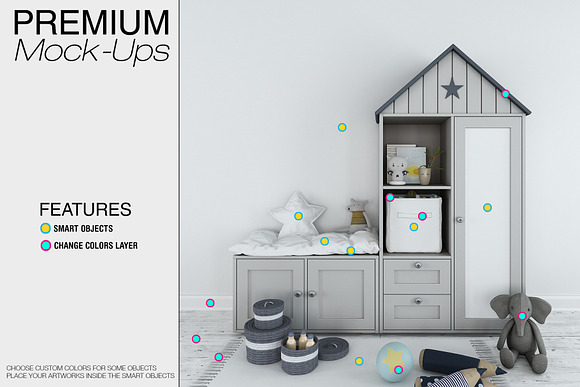 Kids Room - 90 Frames Wall & Rug Set in Product Mockups - product preview 4