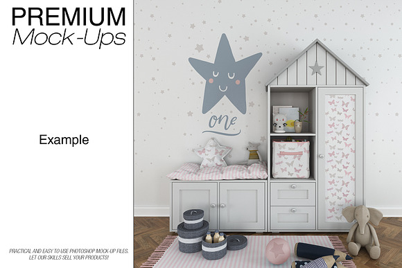 Kids Room - 90 Frames Wall & Rug Set in Product Mockups - product preview 12