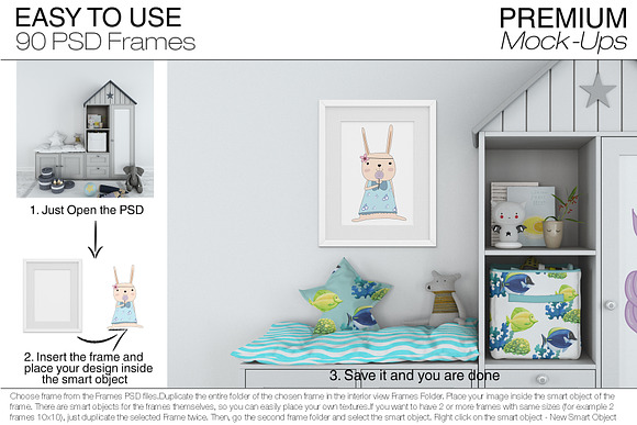 Kids Room - 90 Frames Wall & Rug Set in Product Mockups - product preview 13