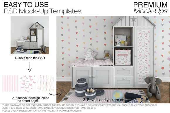 Kids Room - 90 Frames Wall & Rug Set in Product Mockups - product preview 14