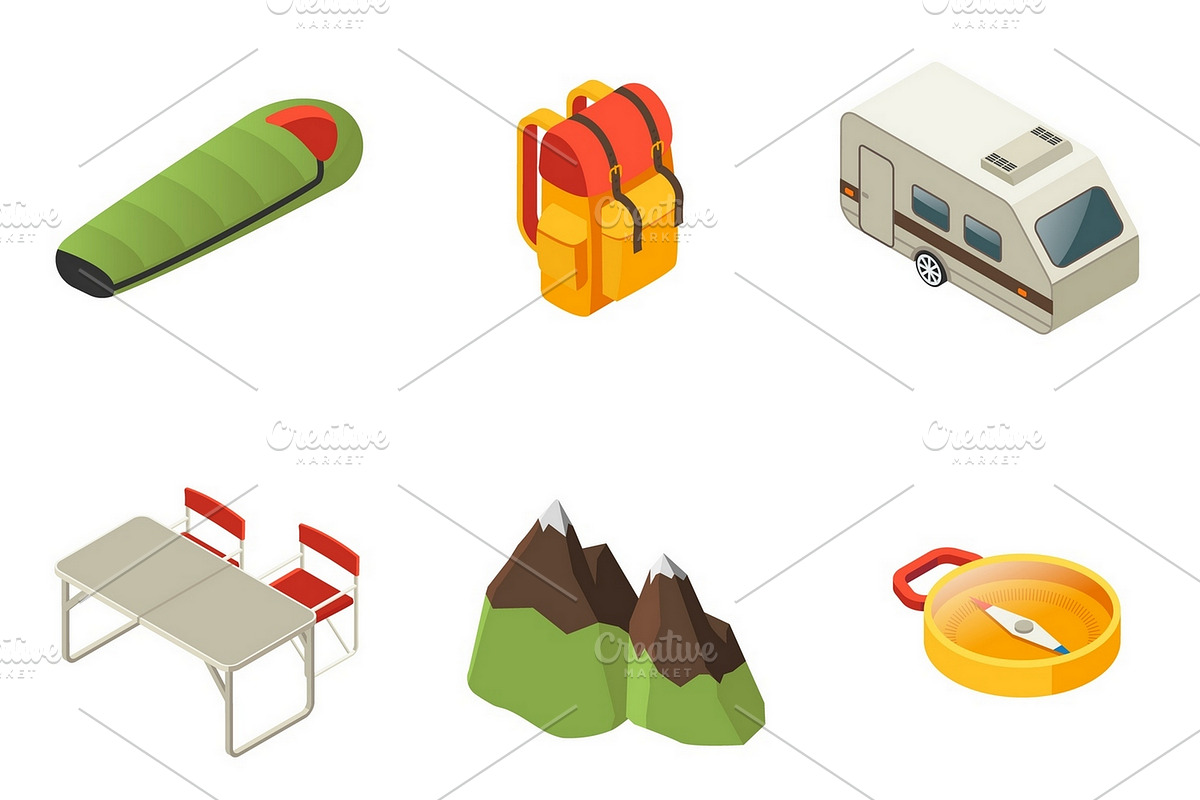 Isometric Camping Icons Collection in Graphics - product preview 8