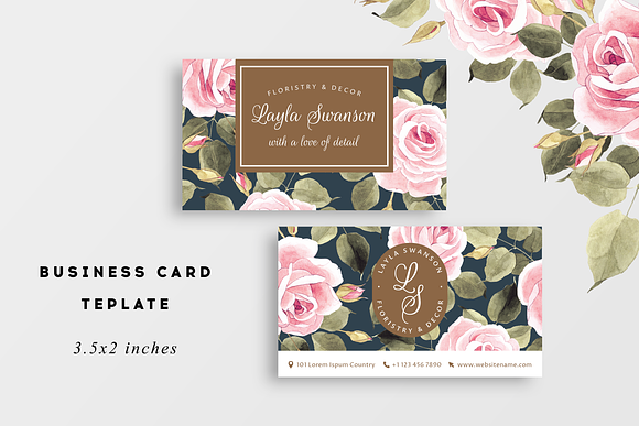 Roses – business card  in Business Card Templates - product preview 2
