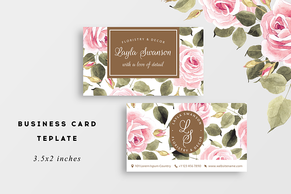 Roses – business card  in Business Card Templates - product preview 3