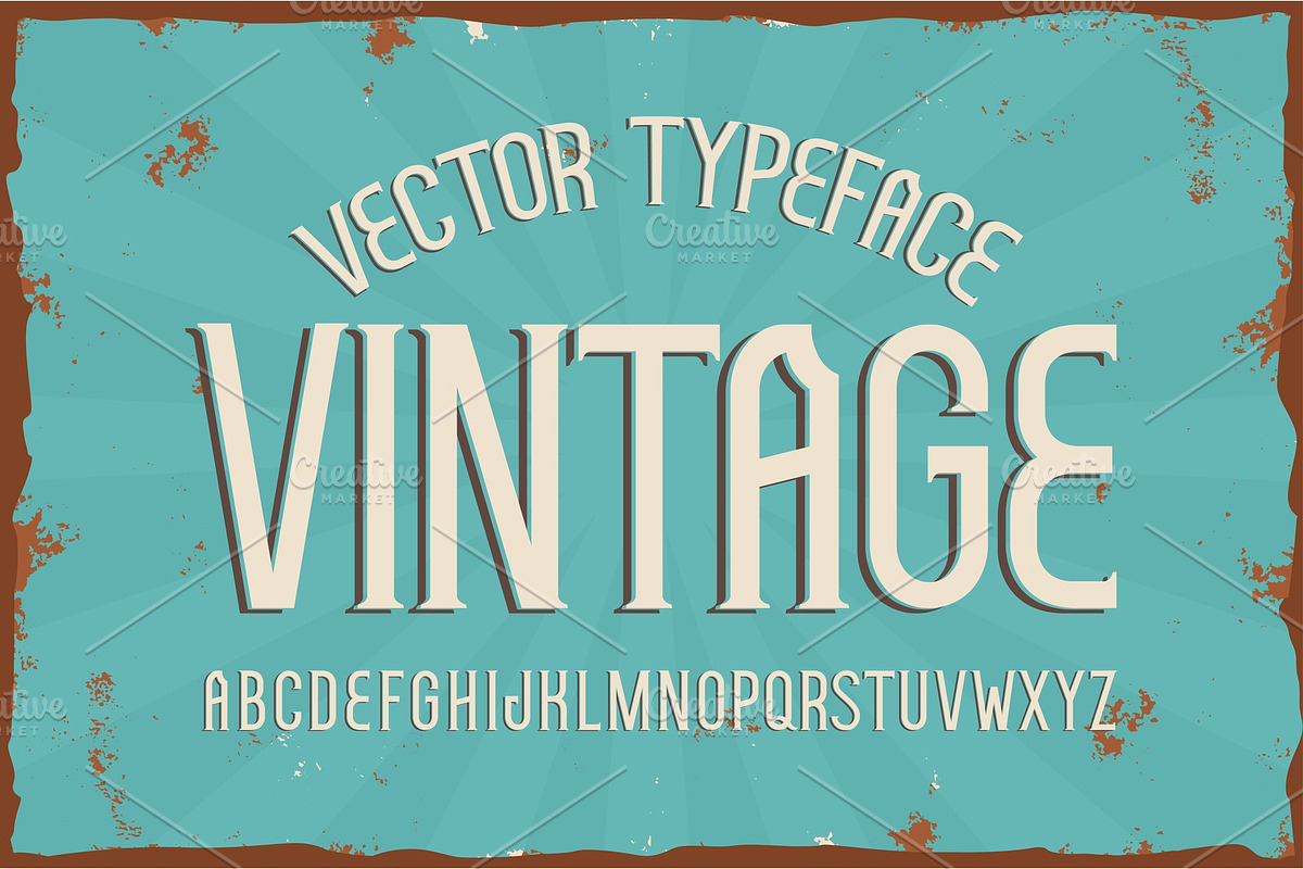 Vector vintage typeface. Retro font in Illustrations - product preview 8