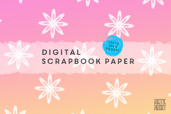 Pastel ombre doodle digital paper in Patterns - product preview 3