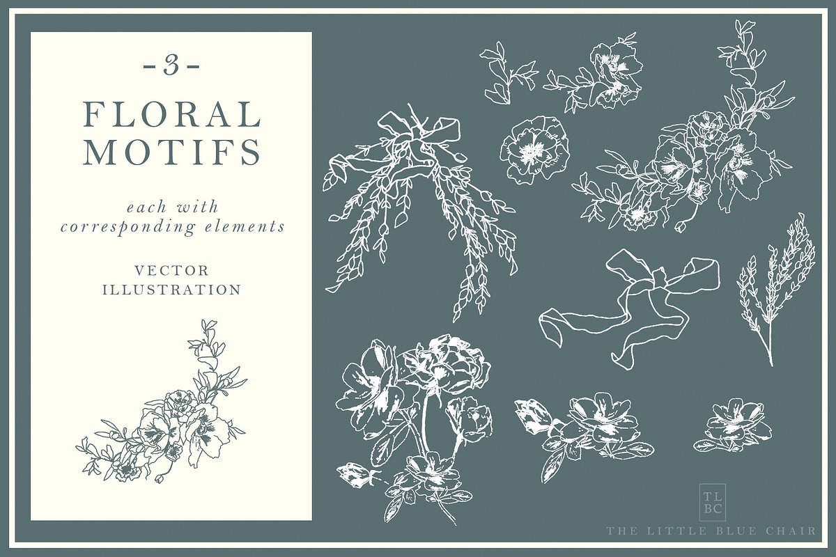 3 Floral Motif Sets in Illustrations - product preview 8