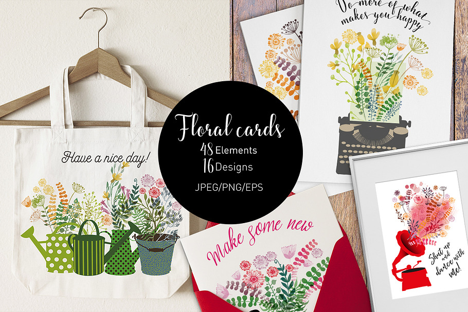 Watercolor floral cards in Illustrations - product preview 8