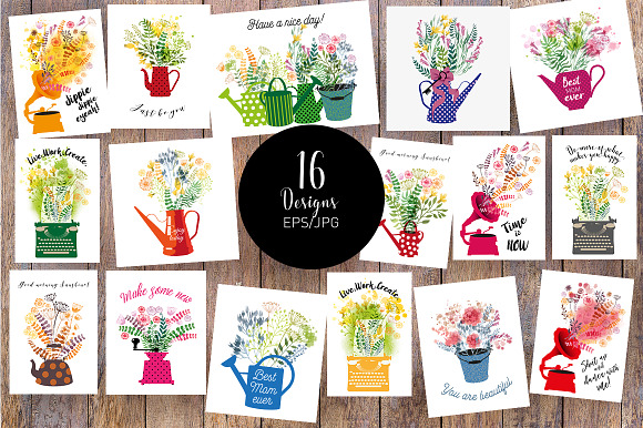 Watercolor floral cards in Illustrations - product preview 2
