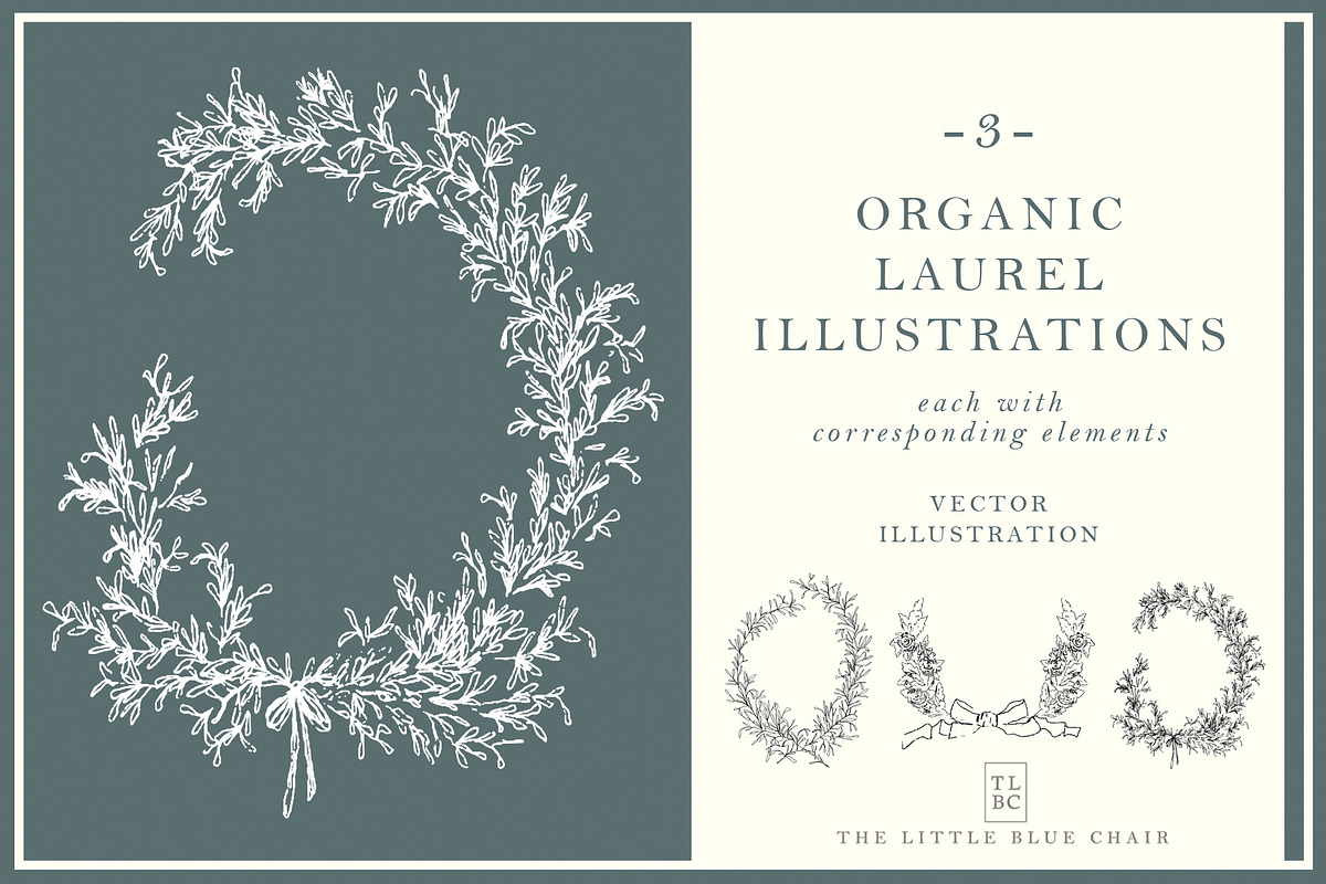 Organic Laurel Wreath Set in Illustrations - product preview 8