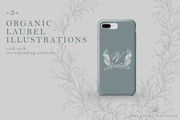 Organic Laurel Wreath Set in Illustrations - product preview 5