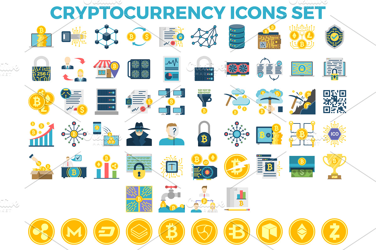 Cryptocurrency and Blockchain Icons in Graphics - product preview 8