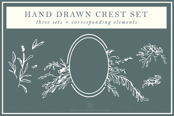 Hand Drawn Crest Illustration Set