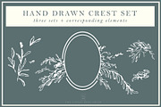 Hand Drawn Crest Illustration Set