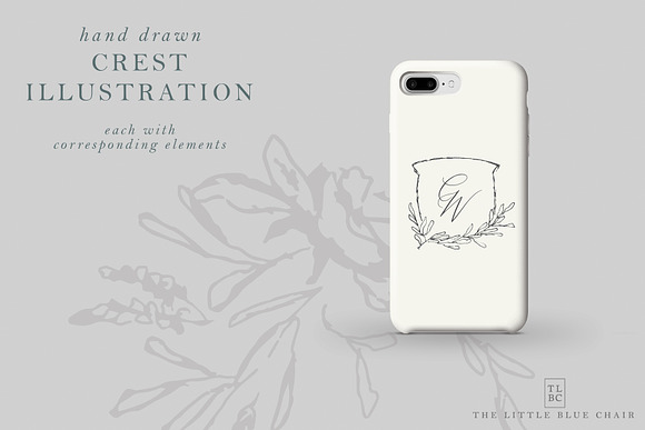 Hand Drawn Crest Illustration Set in Illustrations - product preview 6