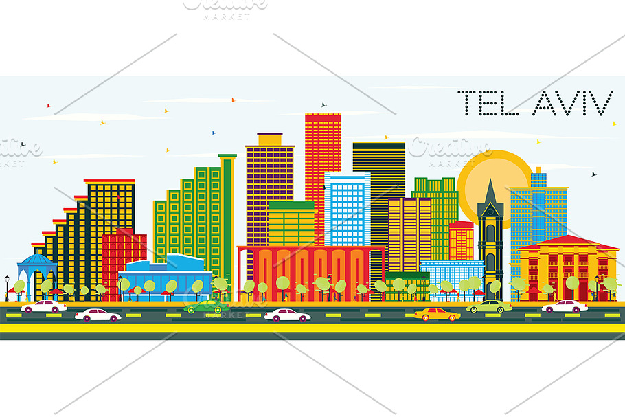 Tel Aviv Israel City Skyline in Illustrations - product preview 8
