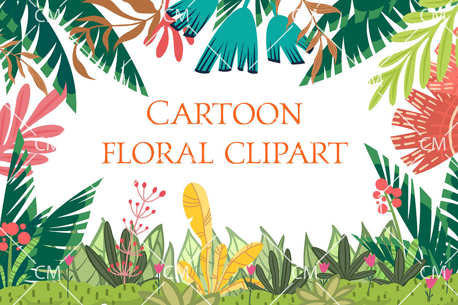 Cartoon floral clipart