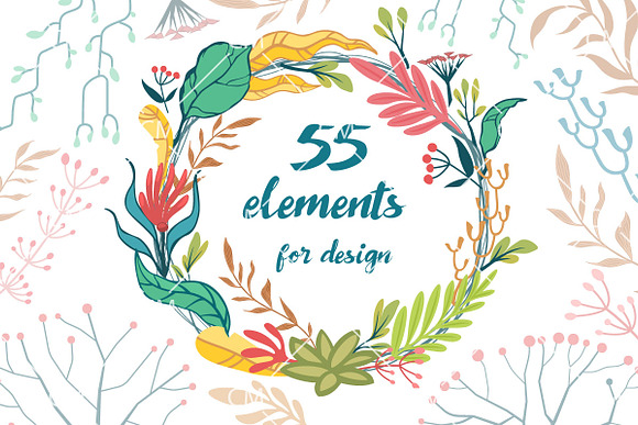 Cartoon floral clipart in Objects - product preview 1