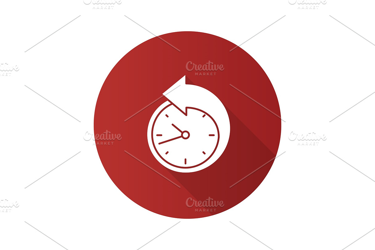 Back arrow around clock icon in Icons - product preview 8