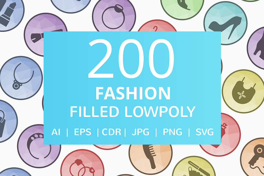 200 Fashion Filled Low Poly Icons