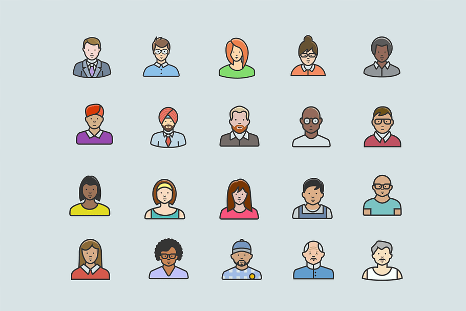 20 Diverse Avatar Icons in Graphics - product preview 8