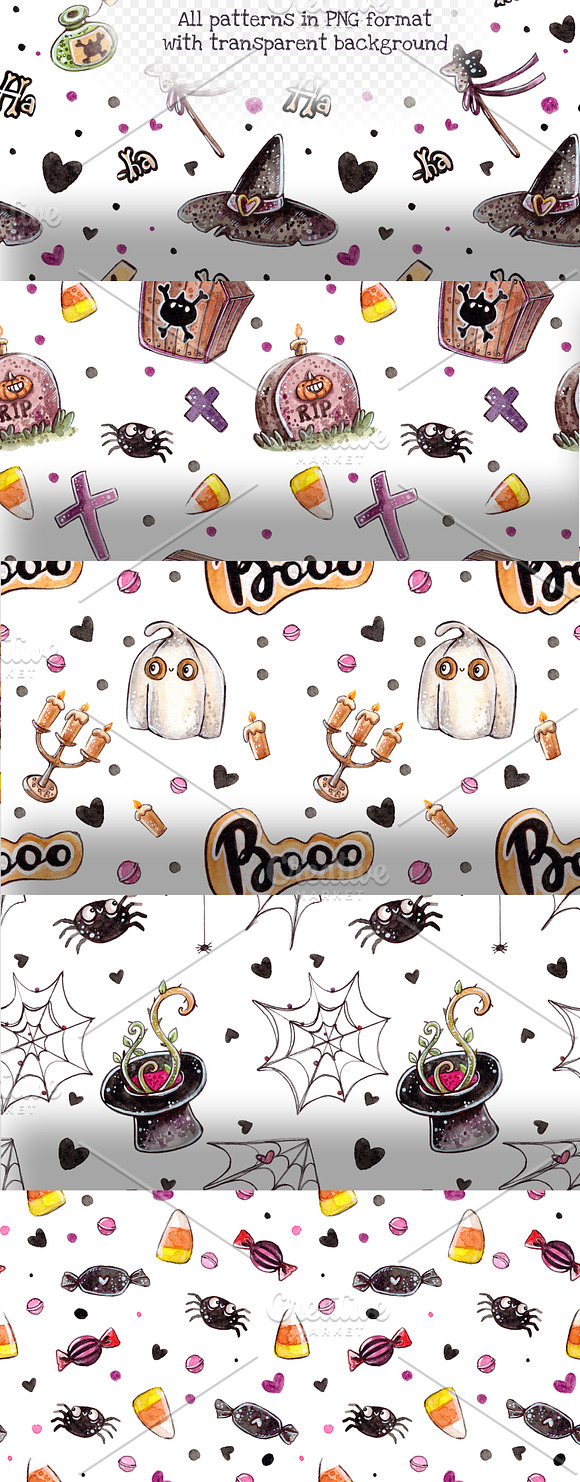Halloween Pumpkins set +5 patterns in Illustrations - product preview 2