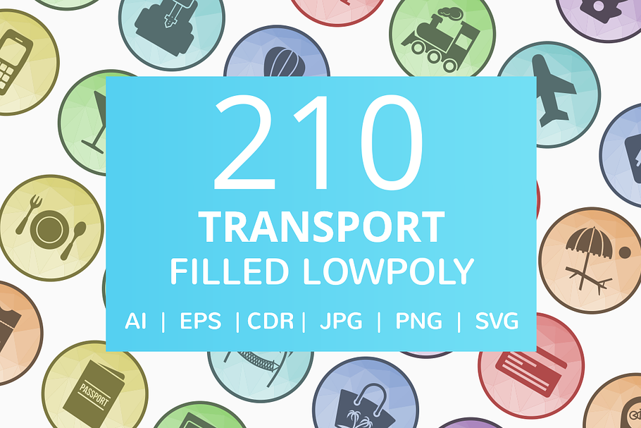 210 Transport Filled Low Poly Icons