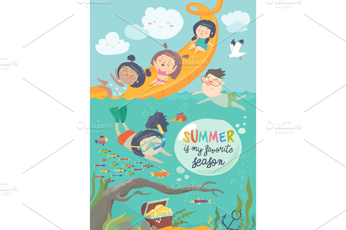 Kids playing and enjoying at in Illustrations - product preview 8
