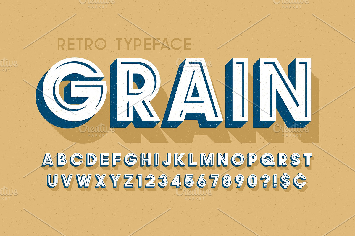 Retro scratched 3d display font in Illustrations - product preview 8
