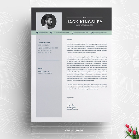 Word Resume with Cover Letter in Letter Templates - product preview 2
