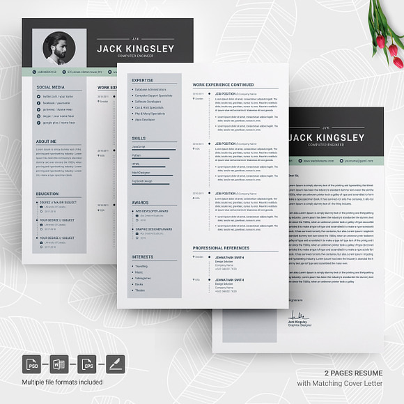 Word Resume with Cover Letter in Letter Templates - product preview 3