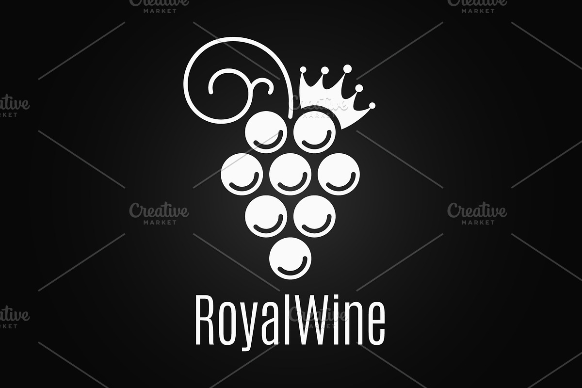 Wine grape vintage logo on black in Illustrations - product preview 8