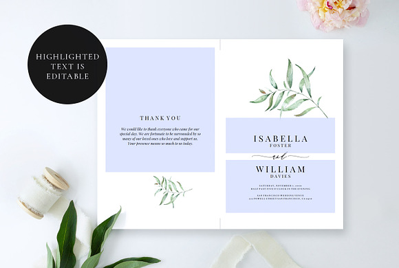 Folded Wedding Program Template in Wedding Templates - product preview 5