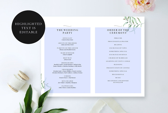 Folded Wedding Program Template in Wedding Templates - product preview 6