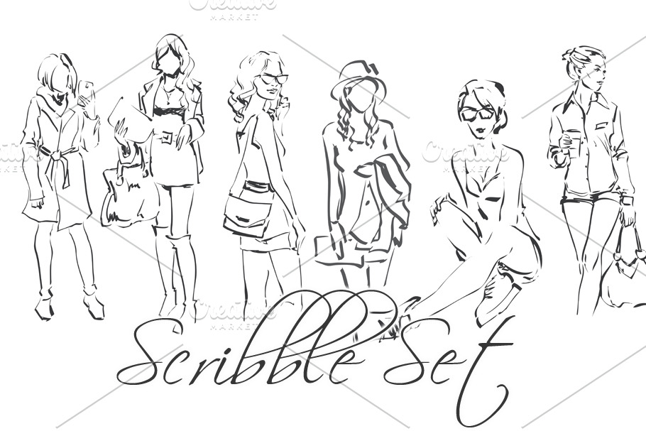 Scribble fashion illustrations