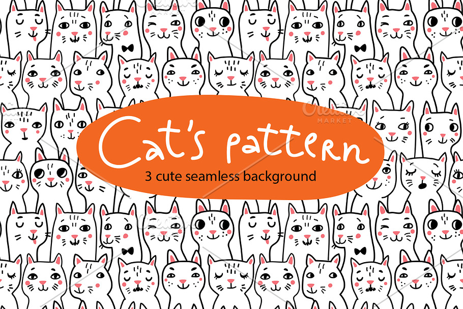 CATs seamless pattern in Patterns - product preview 8