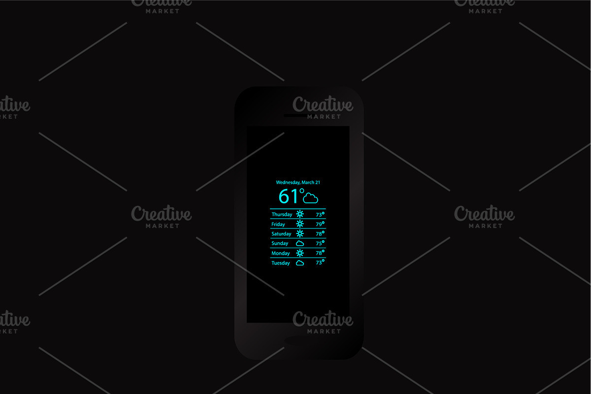 Mobile phone with weather  in Graphics - product preview 8