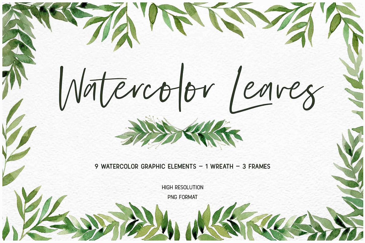 Watercolor Leaf Collection in Illustrations - product preview 8