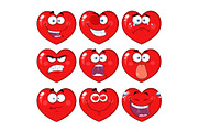 Red Heart Cartoon Emoji Face - 1