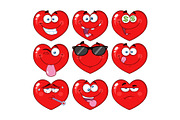 Red Heart Cartoon Emoji Face - 2