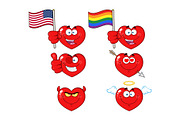 Red Heart Cartoon Emoji Face - 3