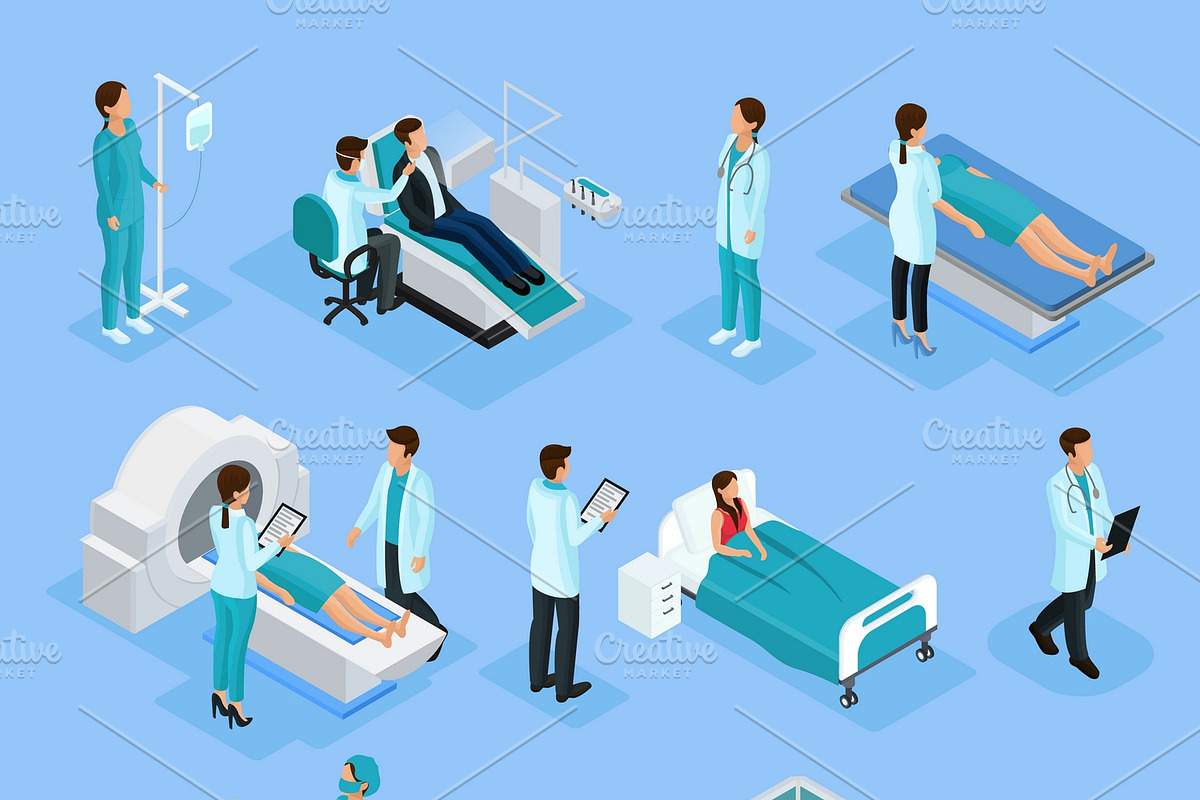 Isometric Doctors And Patients Set in Illustrations - product preview 8