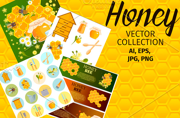 Honey bees. in Illustrations - product preview 2