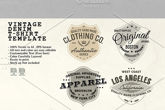 Vintage Denim T-Shirt Template in Templates - product preview 1